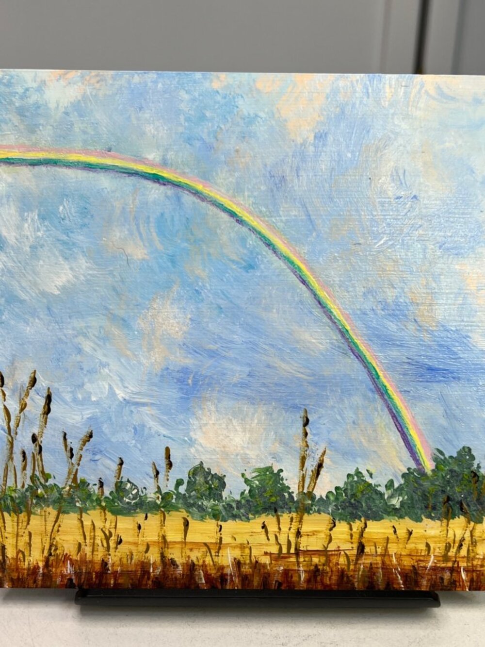 Follow Every Rainbow Original 6" x 6" Acrylic Painting Nature Theme Wall Art - Picture 10 of 13